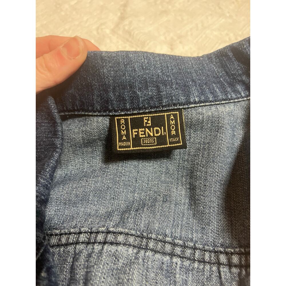Vintage Fendi Jeans Roma Amor 100% cotton Italian Made SZ 6 Crystal Celeb Style - Picture 8 of 12